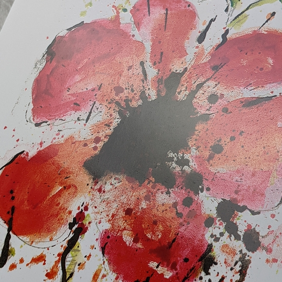 Dominic Pangborn NWOT Abstract Poppy flower signed archival red - Picture 8 of 10